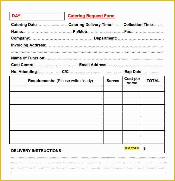 Catering order form Template Free Of Catering Invoice Sample 17 Documents In Pdf Word