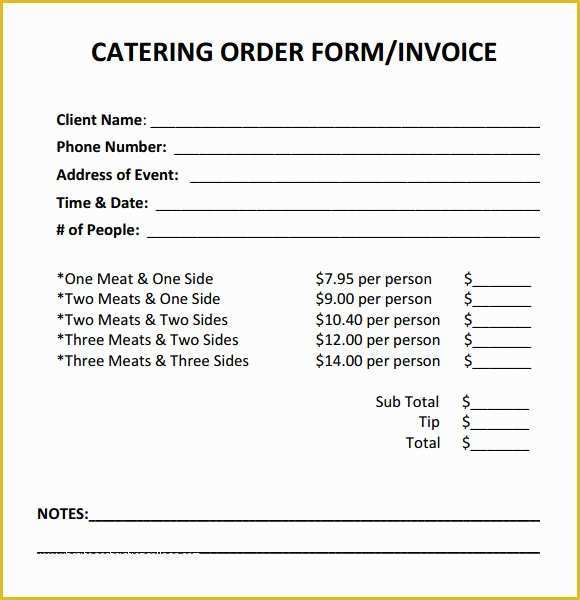 Catering order form Template Free Of Catering Invoice Sample 17 Documents In Pdf Word