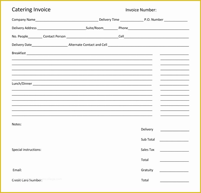 Catering order form Template Free Of Catering Invoice Templates 10 Different formats In Pdf