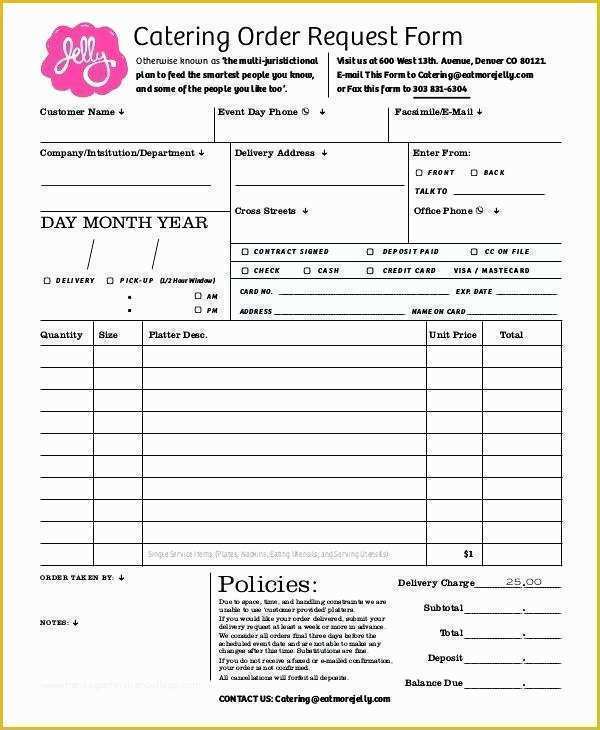 Catering order form Template Free Of Catering order Request Customer Feedback form Template