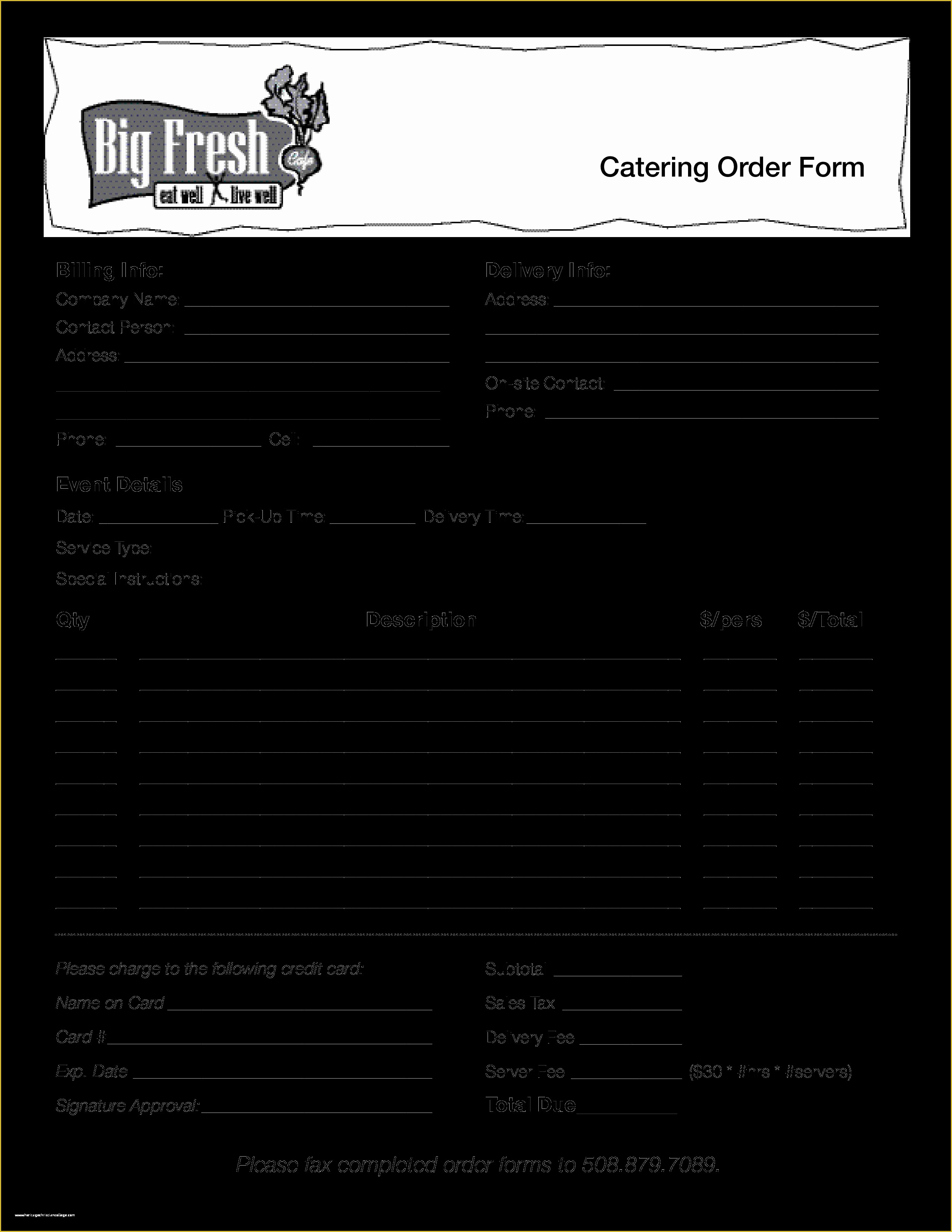 Catering order form Template Free Of Free Catering order form
