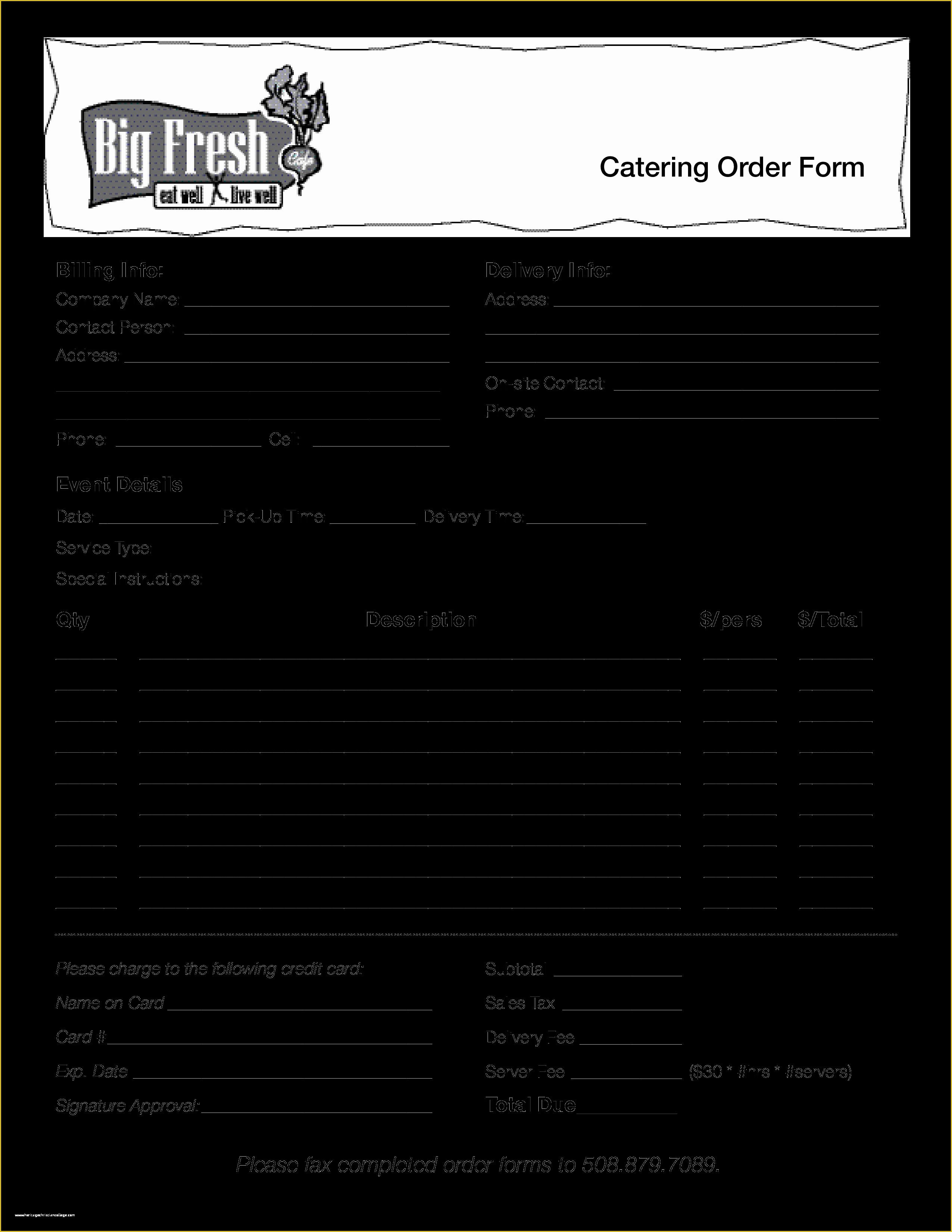 Catering order form Template Free Of Free Catering order form