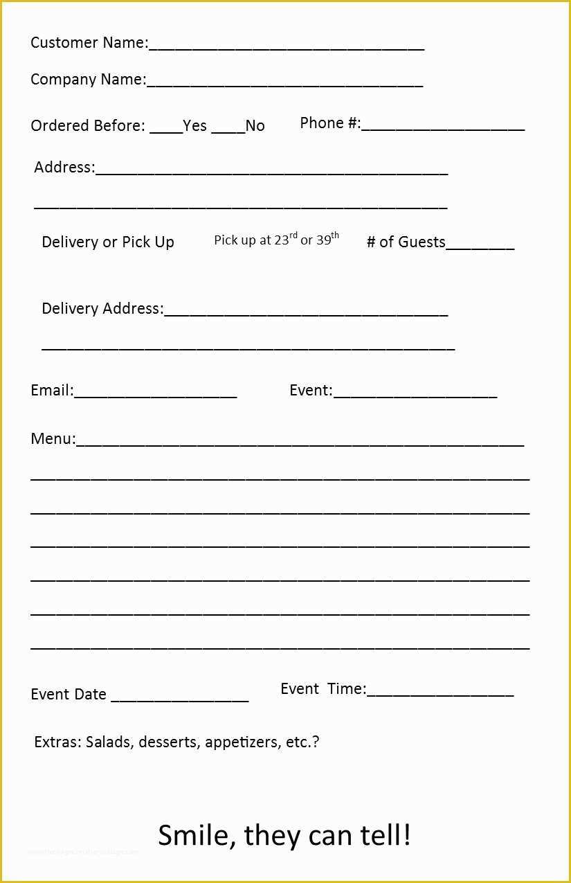 Catering order form Template Free Of Free Catering order form Template – Independent Restaurant