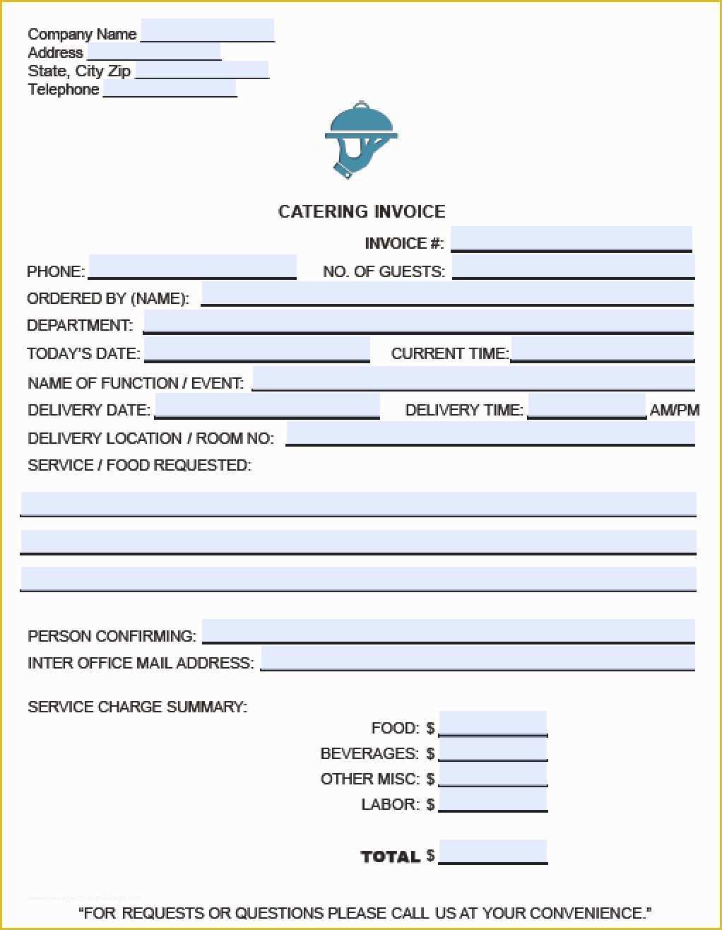 Catering order form Template Free Of Free Catering Service Invoice Template Excel