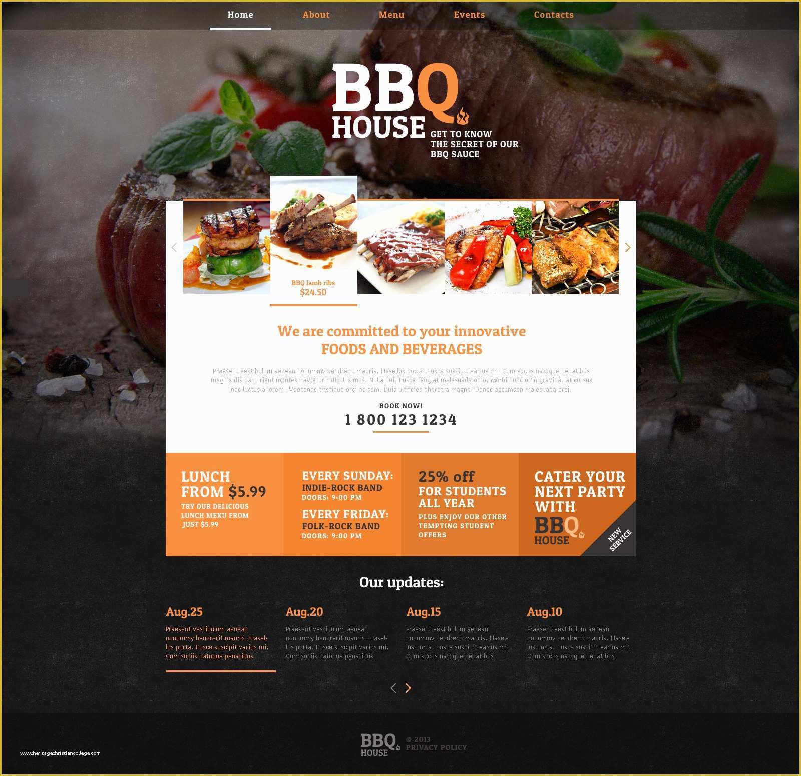 Catering Website Templates Free Of Bbq Restaurant Responsive Website Template