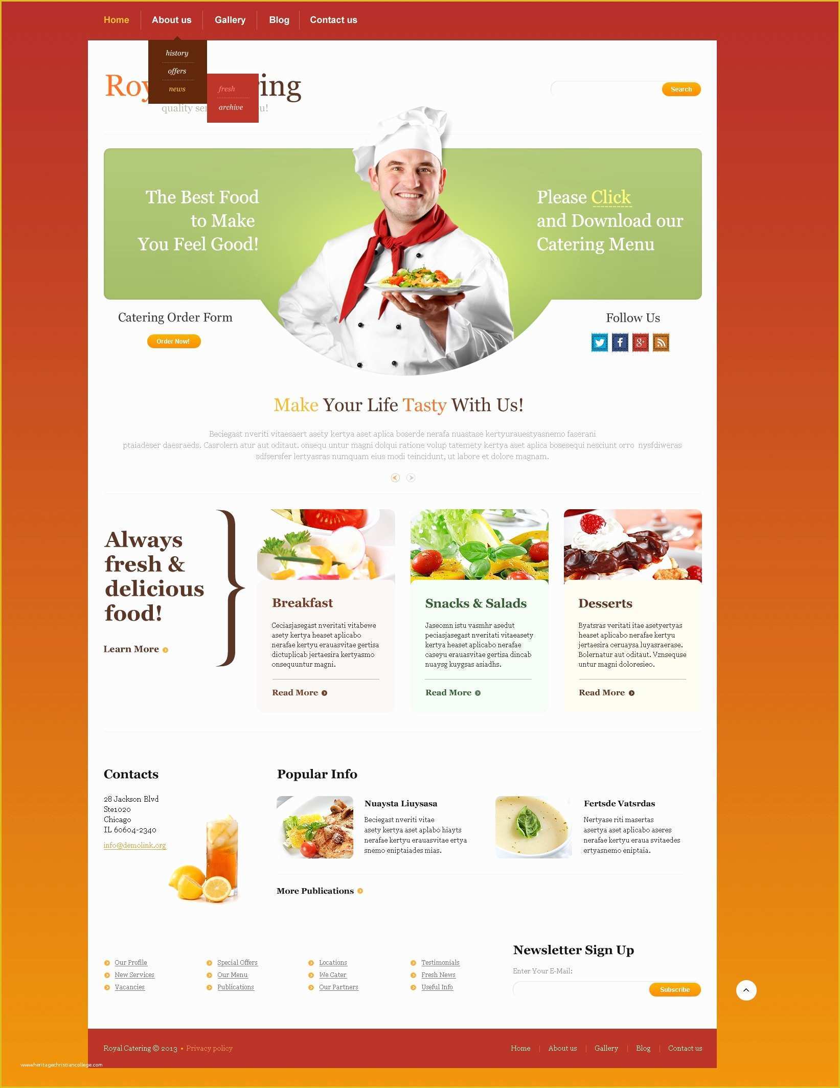 Catering Website Templates Free Of Catering Responsive Website Template