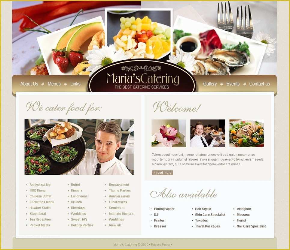 Catering Website Templates Free Of Catering Website Template