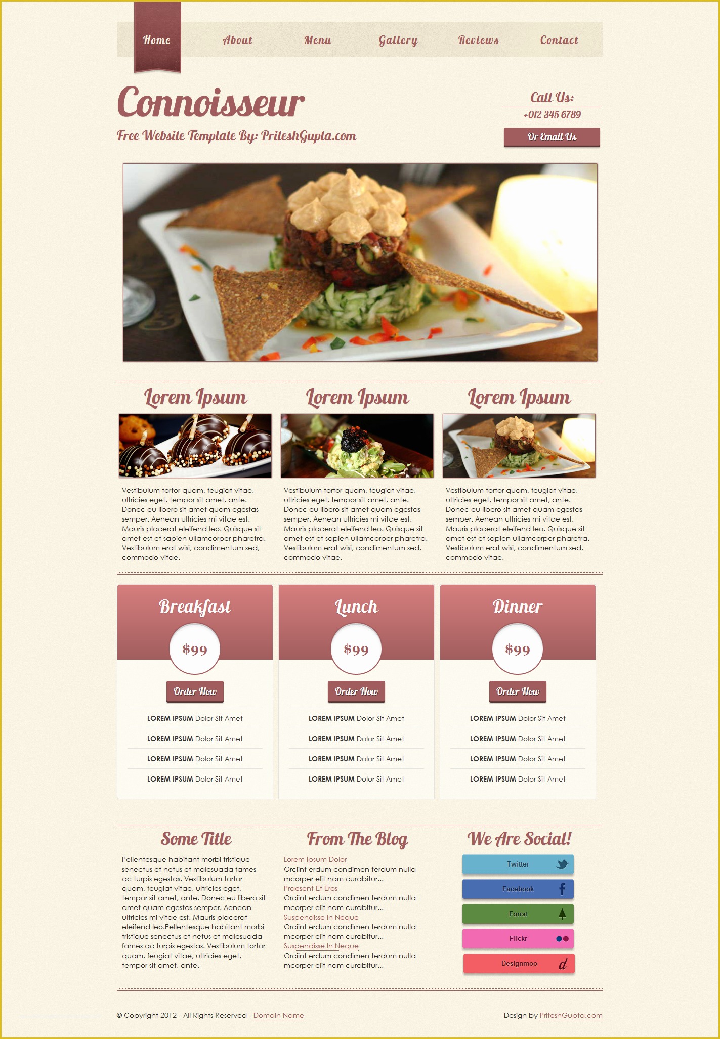 Catering Website Templates Free Of Connoisseur Free Restaurant Website Template