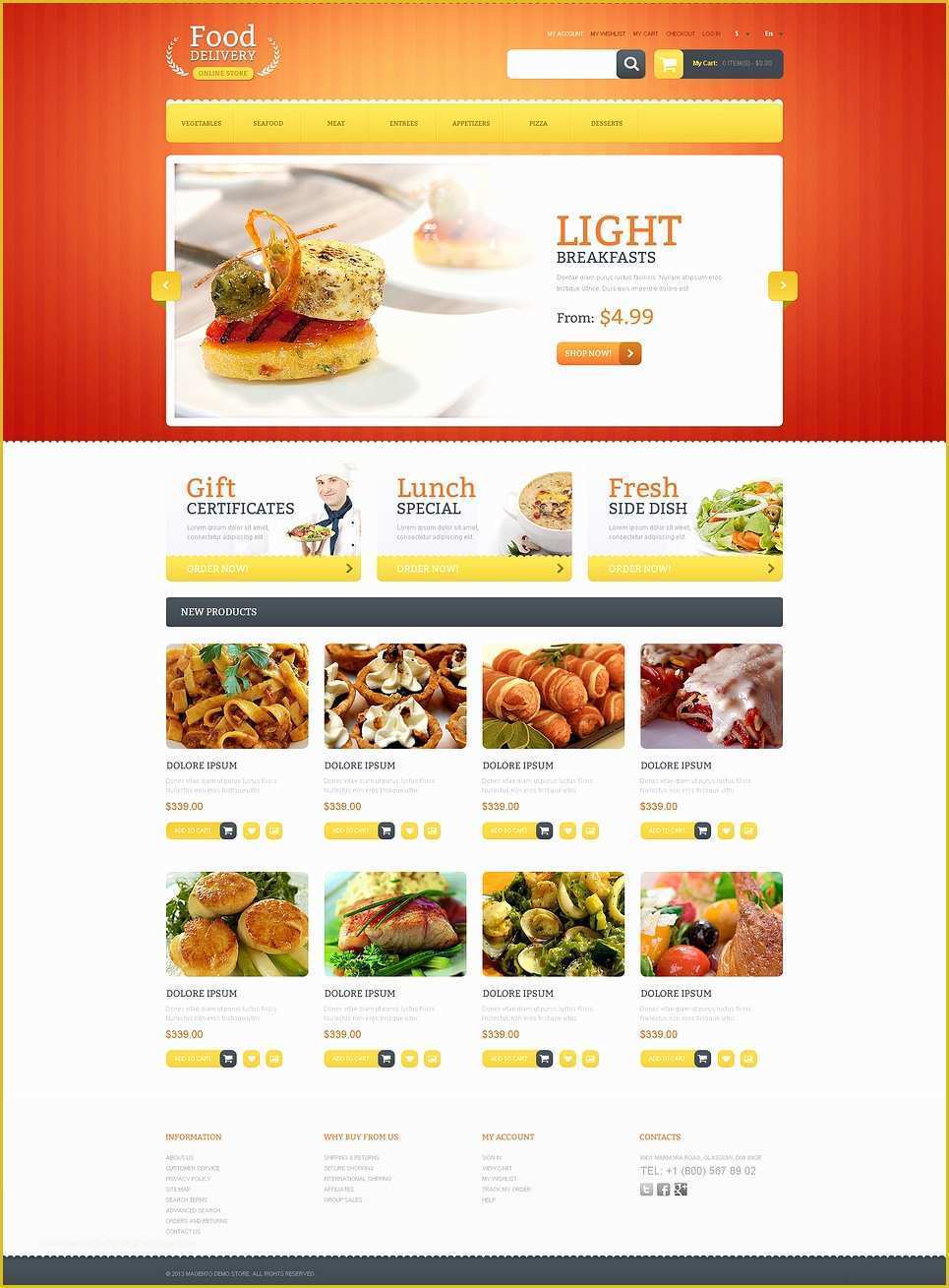 Catering Website Templates Free Of Food Delivery Magento theme