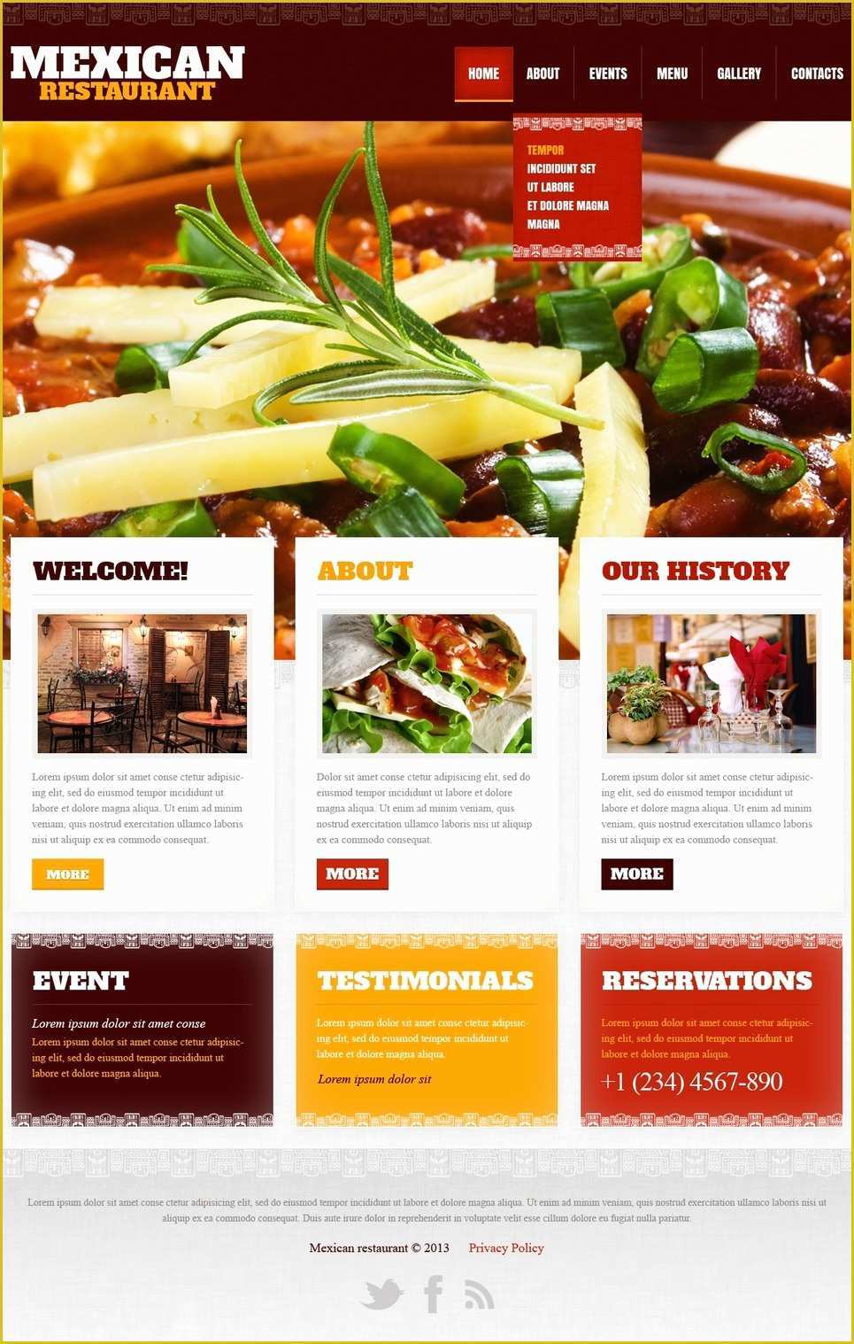 Catering Website Templates Free Of Mexican Restaurant Website Template