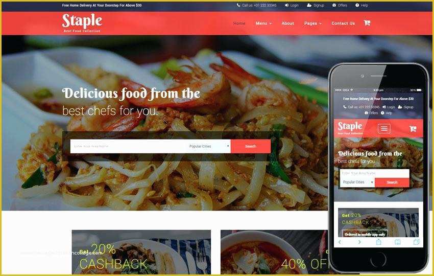 Catering Website Templates Free Of Multiple social Restaurants android App Template Food