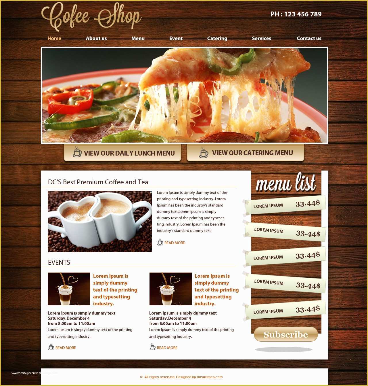 Catering Website Templates Free Of Psd Web Templates