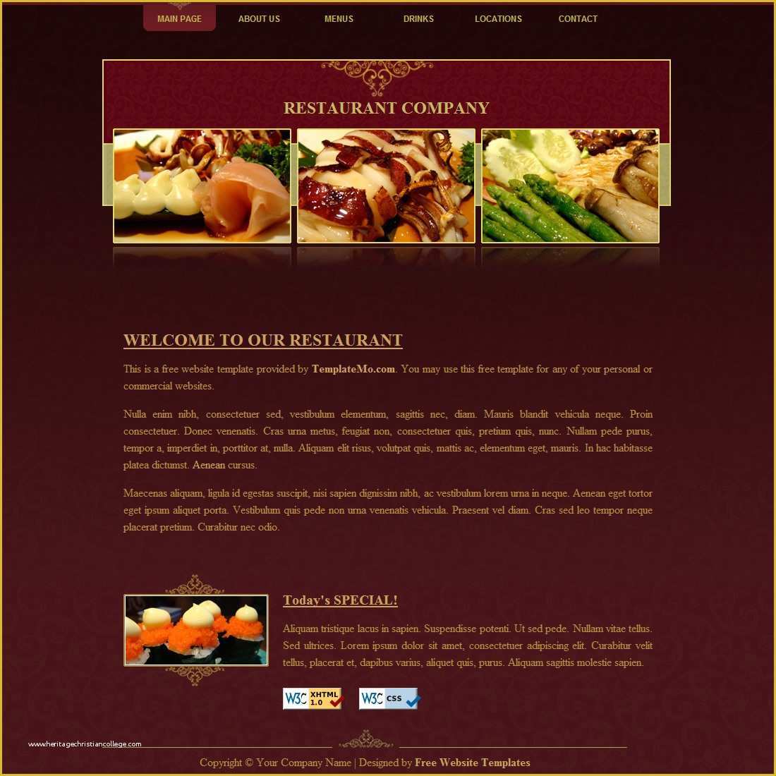 Catering Website Templates Free Of Template 054 Restaurant