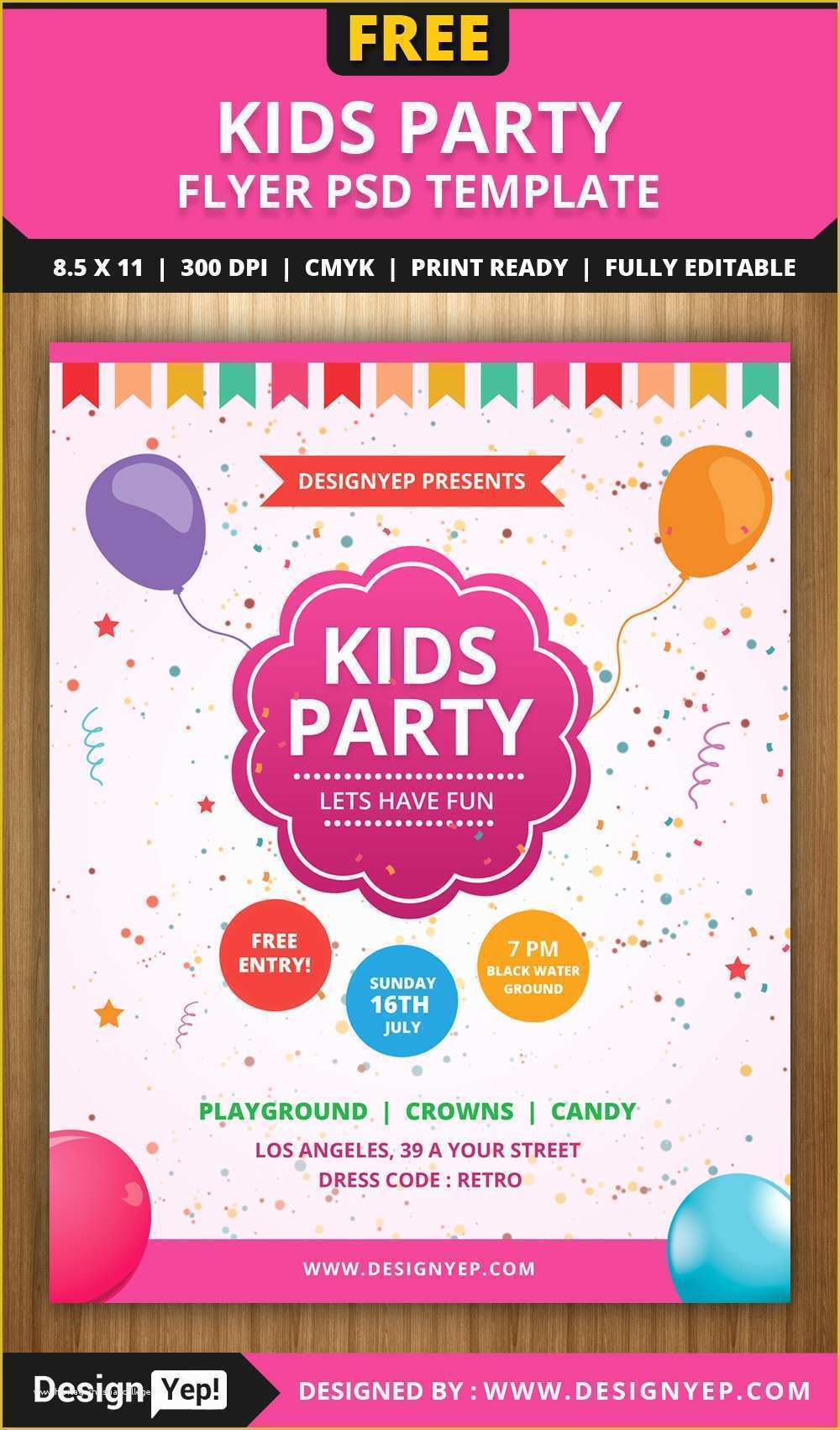 Celebration Flyer Template Free Of Free Kids Party Flyer Psd Template Designyep