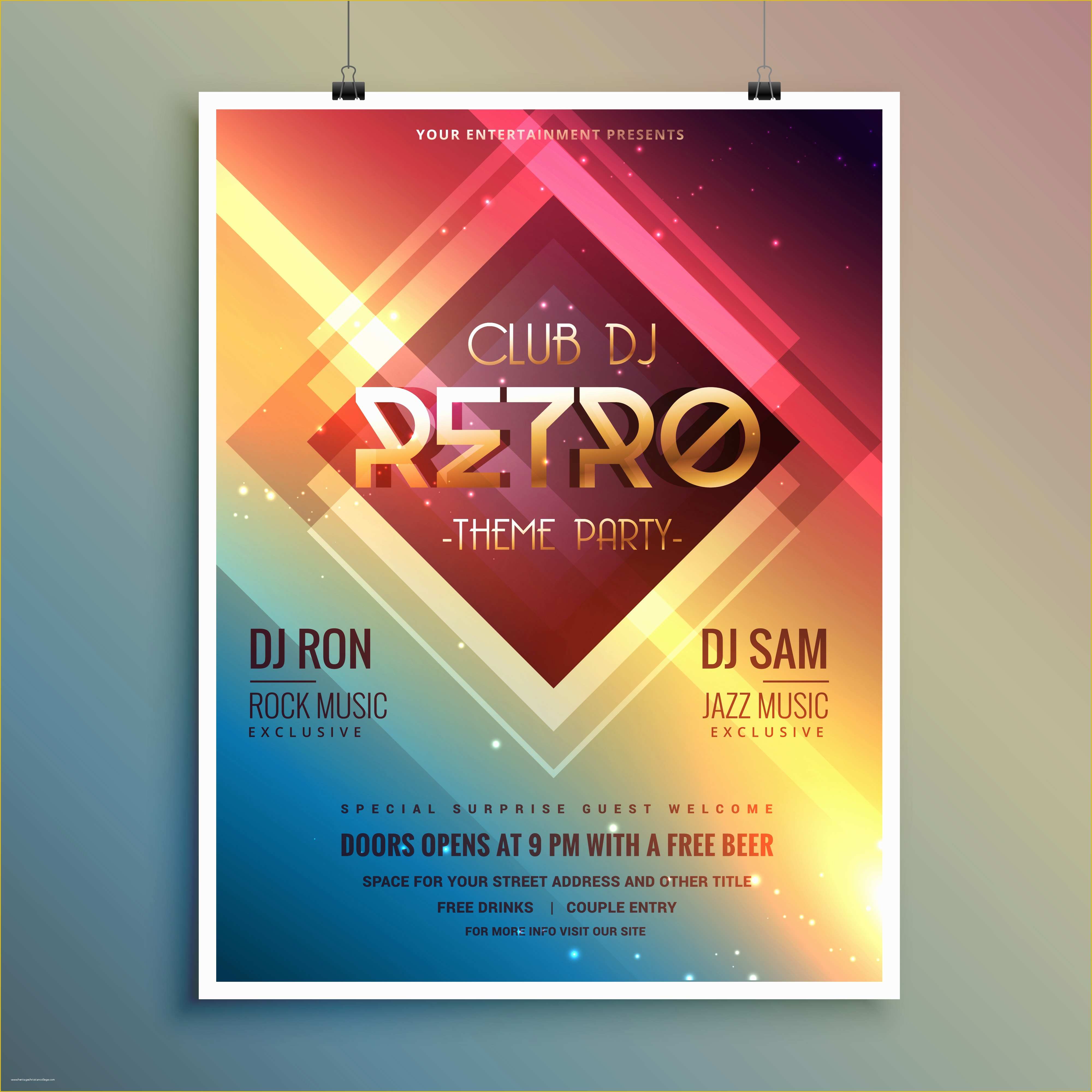 Celebration Flyer Template Free Of Retro Club theme Party Flyer Template Download Free
