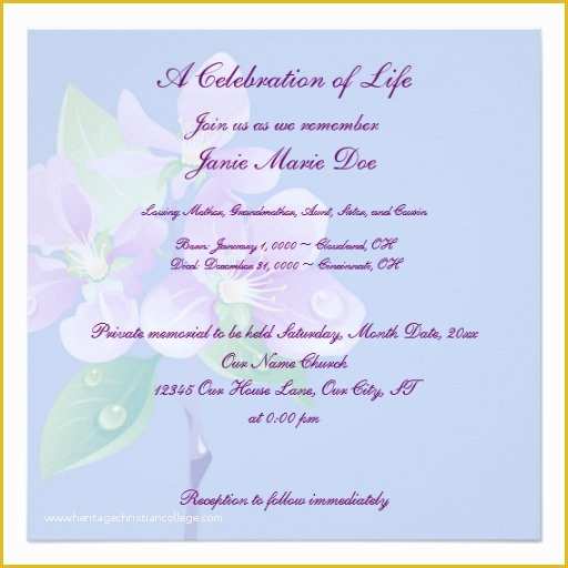 Celebration Of Life Cards Templates Free Of Celebration Of Life 5 25x5 25 Square Paper Invitation Card