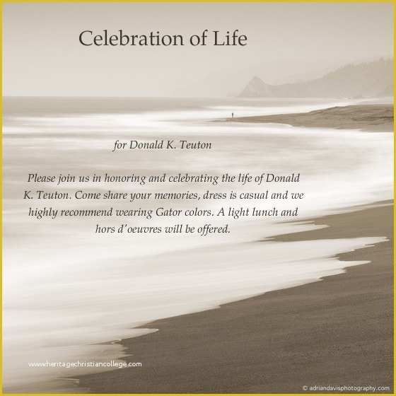 Celebration Of Life Cards Templates Free Of Celebration Of Life for Donald K Teuton Line