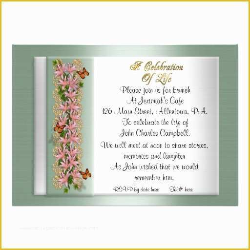 Celebration Of Life Cards Templates Free Of Celebration Of Life Invitation Lilies 5" X 7" Invitation