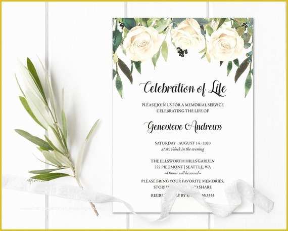 Celebration Of Life Cards Templates Free Of Celebration Of Life Invitation Template Funeral