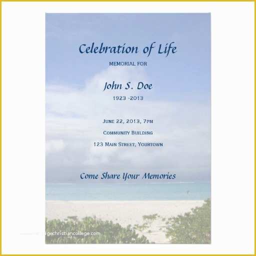 Celebration Of Life Cards Templates Free Of Life Single Fold Memorial 
