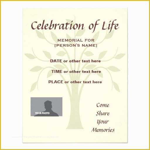 Celebration Of Life Cards Templates Free Of Memorial Celebration Of Life Tree Of Life Invitation