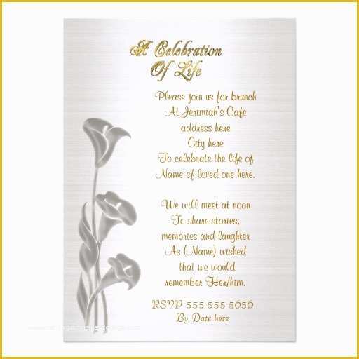 Celebration Of Life Cards Templates Free Of Memorial Invitations Celebration Life