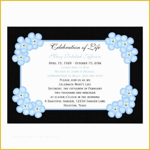 Celebration Of Life Cards Templates Free Of Memorial Service Invitation From Zazzle