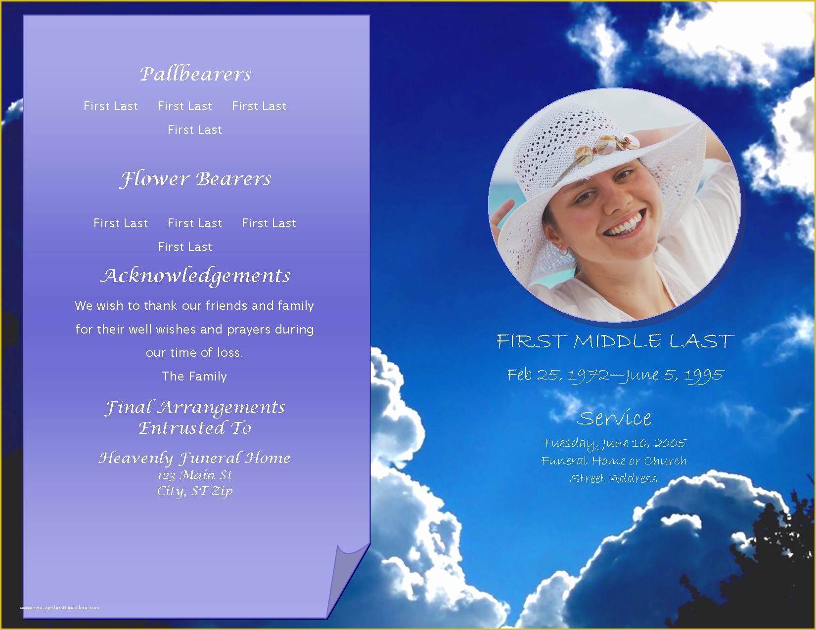 Celebration Of Life Template Free Download Of Funeral Program Templates