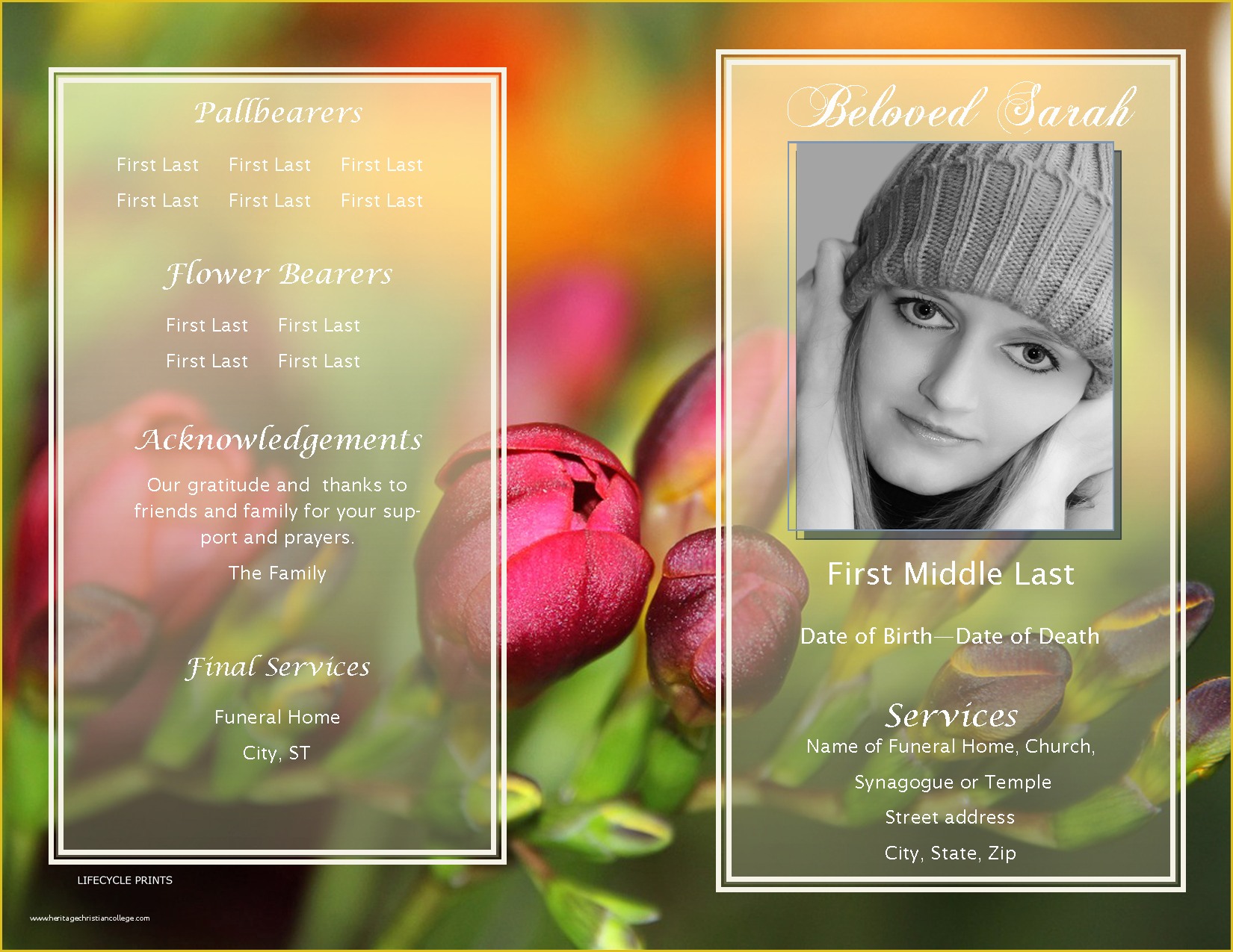 Celebration Of Life Template Free Download Of Lifecycleprints Celebration Of Life & Funeral Program