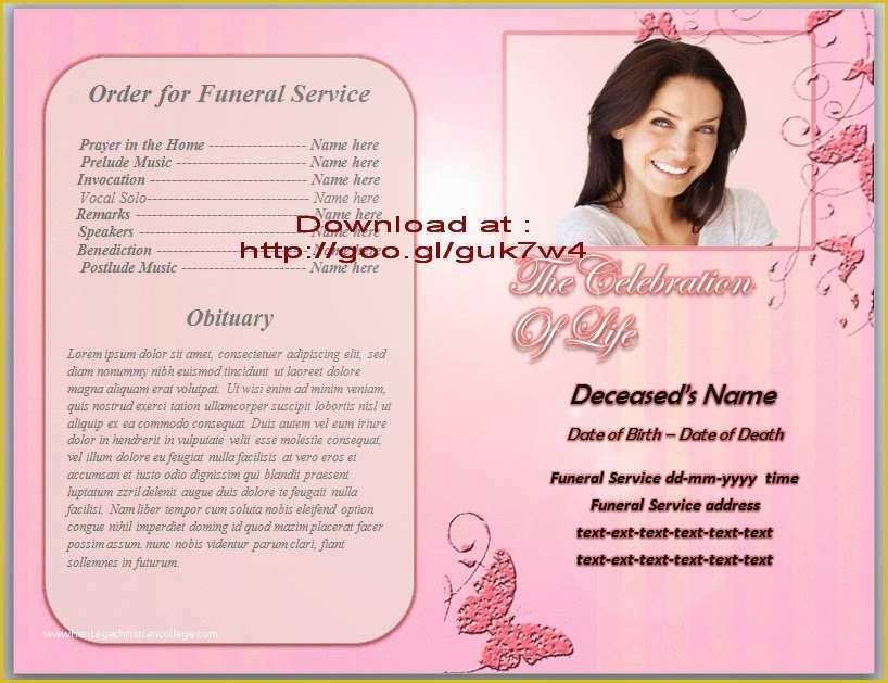 Celebration Of Life Template Free Download Of Pretty Celebration Life Program Template Free