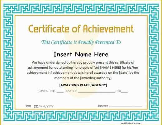 Certificate Of Achievement Template Free Of 26 Achievement Certificates for 2018