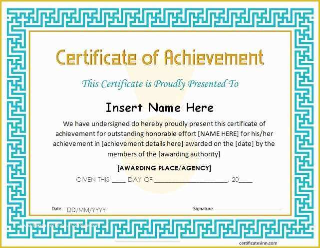 41 Certificate Of Achievement Template Free