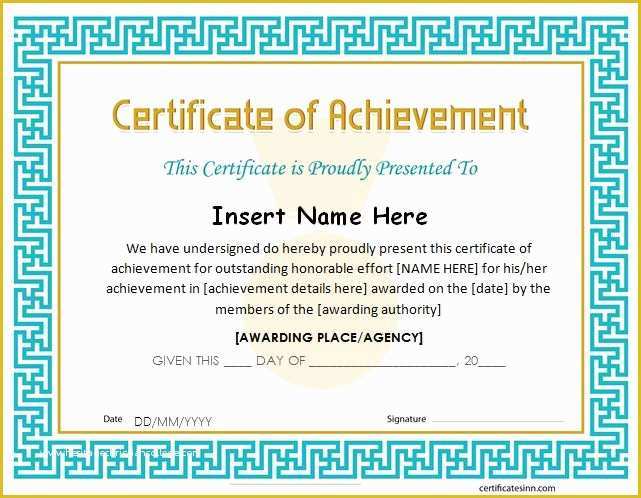 Certificate Of Achievement Template Free Of 26 Achievement Certificates for 2018