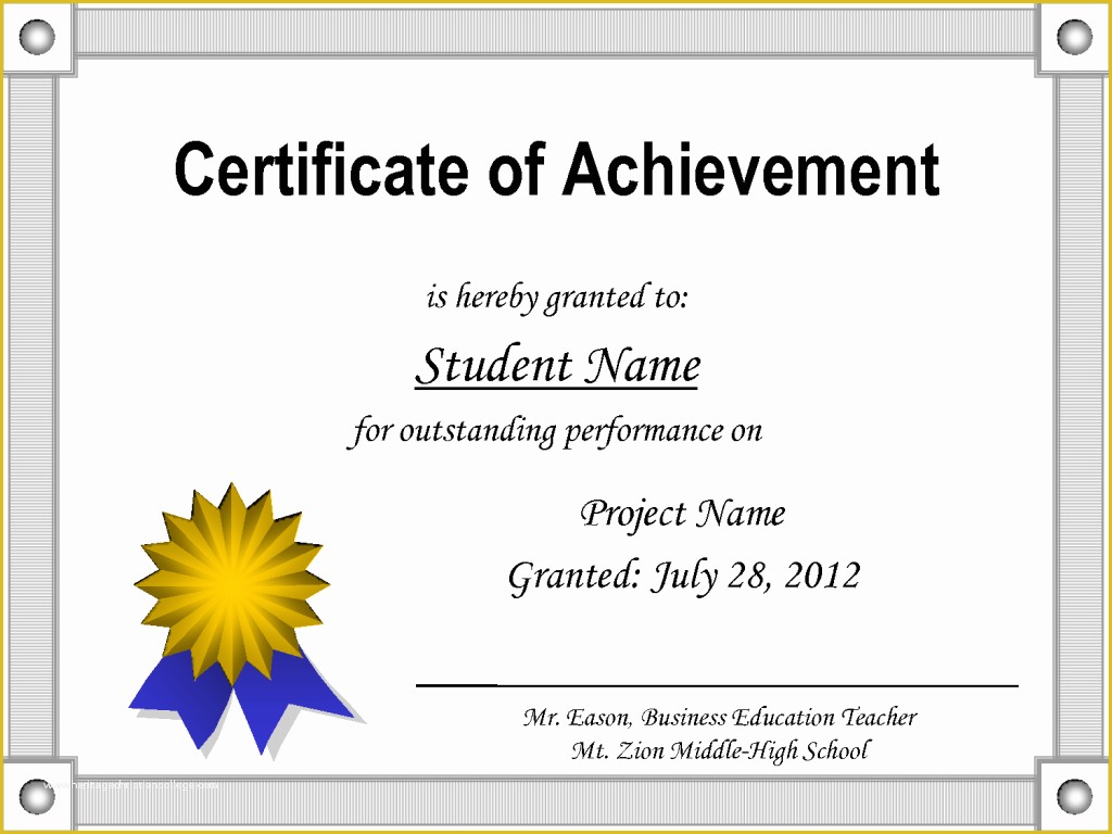 Certificate Of Achievement Template Free Of 30 Acievement Certificate Templates