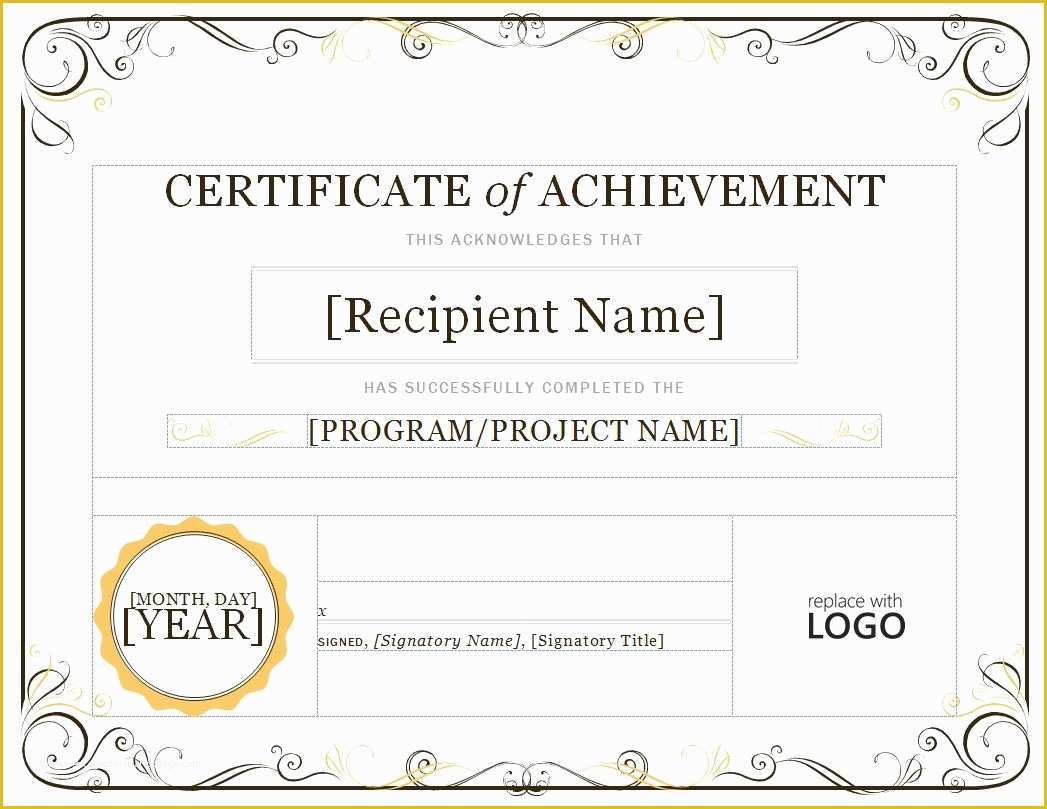Certificate Of Achievement Template Free Of Award Templates Word Example Mughals