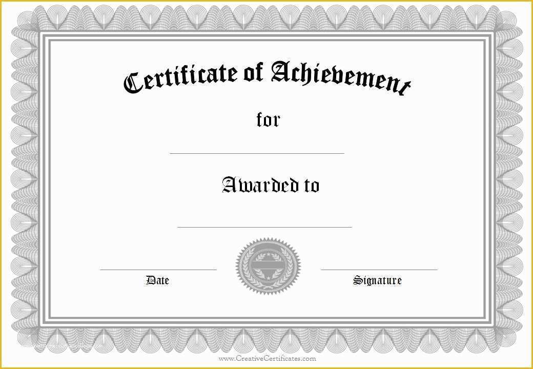 Certificate Of Achievement Template Free Of Certificate Achievement Template