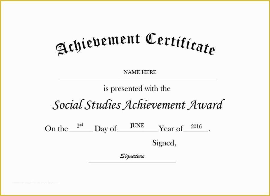 Certificate Of Achievement Template Free Of Certificate Of Achievement In social Stu S Free