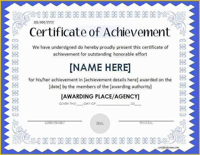Certificate Of Achievement Template Free Of Certificate Templates