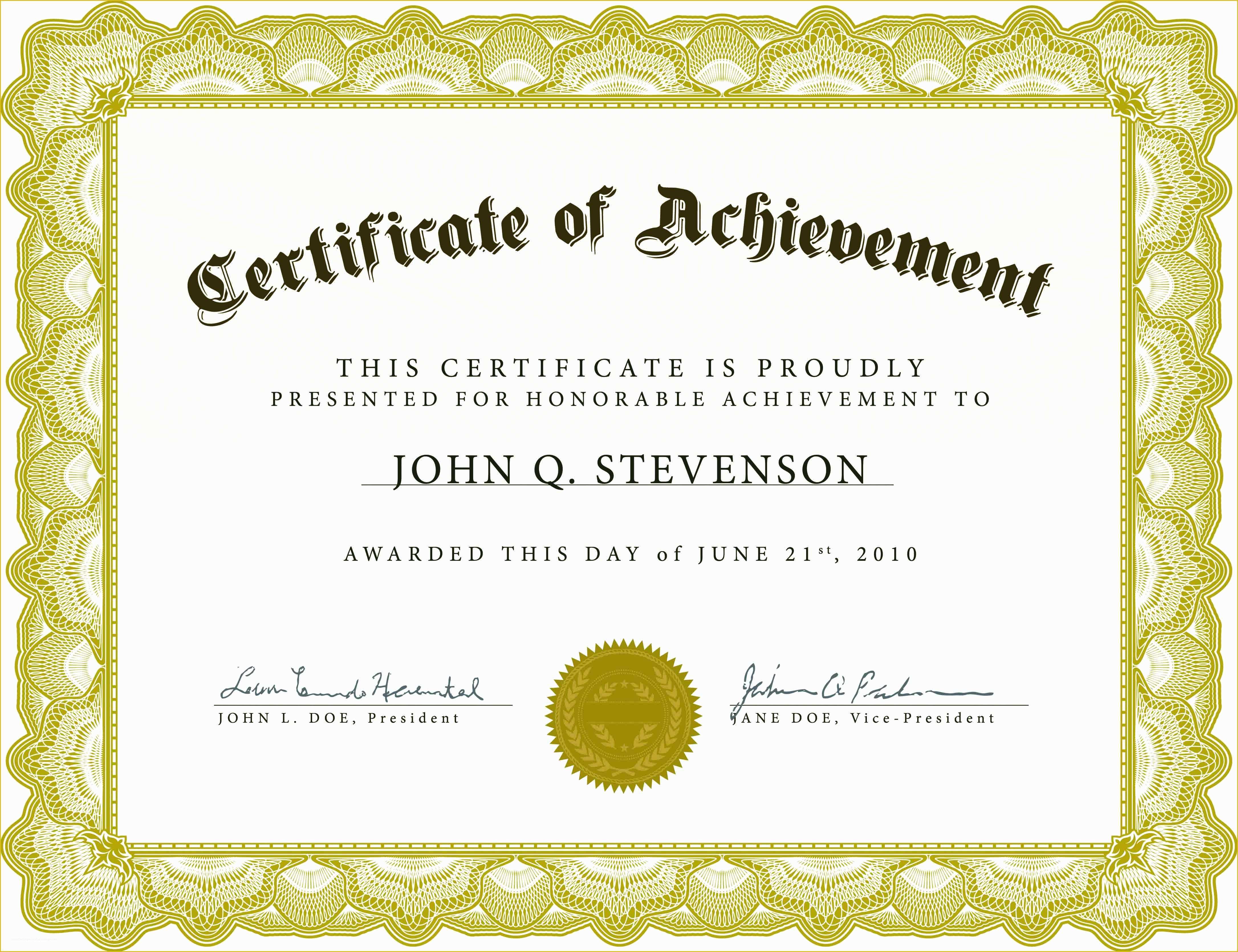 Certificate Of Achievement Template Free Of Free Certificate Templates