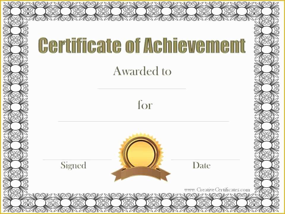 Certificate Of Achievement Template Free Of Free Customizable Certificate Of Achievement