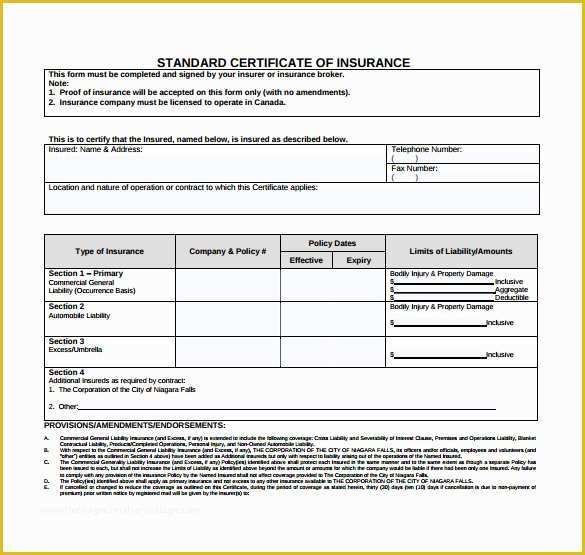 Certificate Of Insurance Template Free Of 15 Certificate Of Insurance Templates to Download