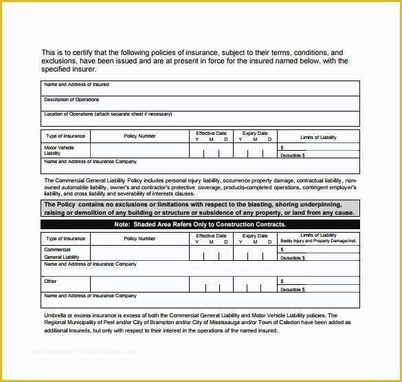 Certificate Of Insurance Template Free Of 15 Certificate Of Insurance Templates to Download