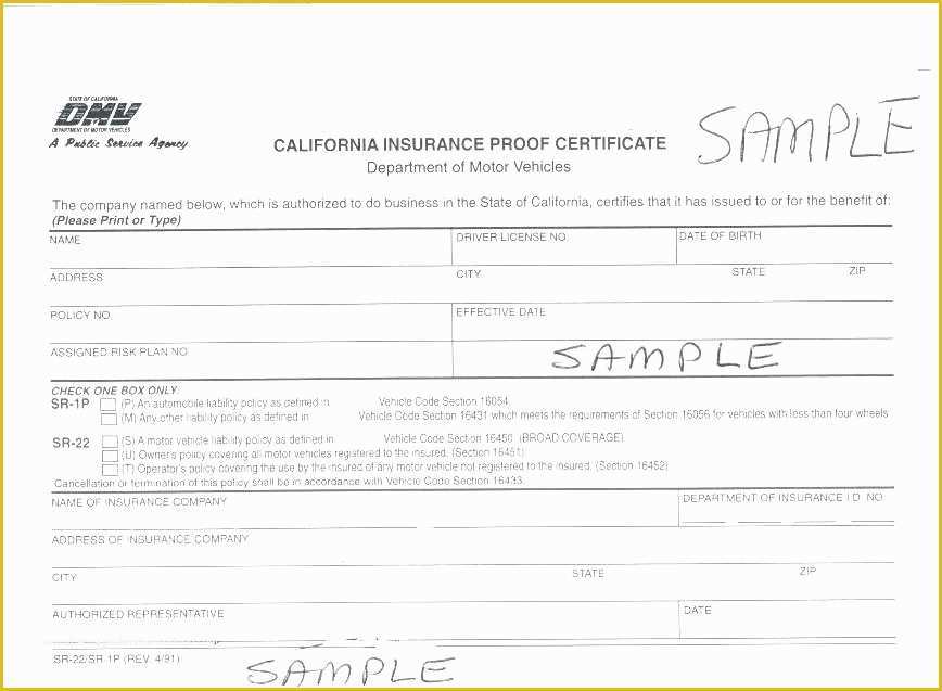 Certificate Of Insurance Template Free Of Car Insurance Certificate Template