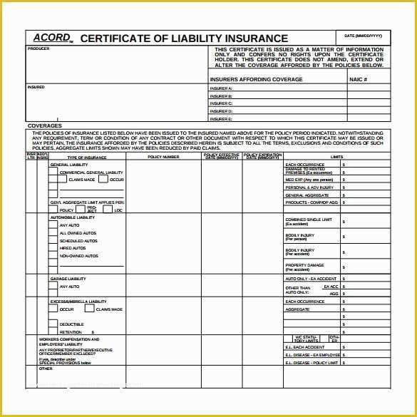 Certificate Of Insurance Template Free Of Certificate Insurance Fillable form Beautiful Pdf