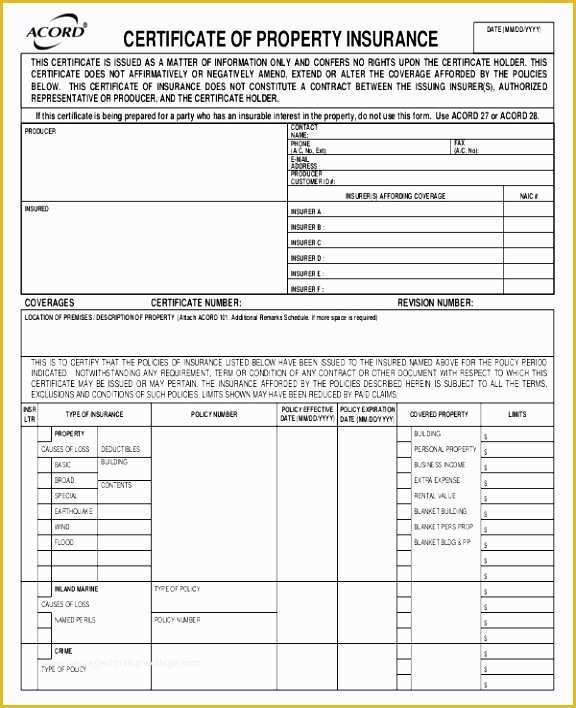 Certificate Of Insurance Template Free Of Insurance Certificate Template – 10 Free Word Pdf Free