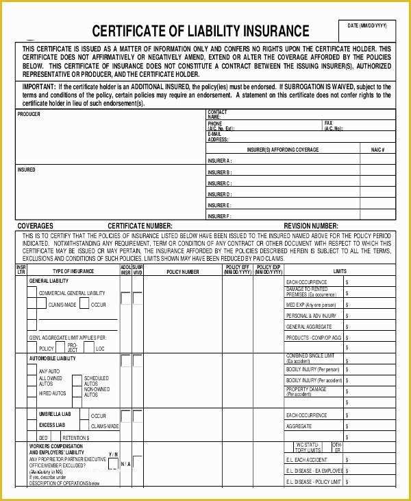 Certificate Of Insurance Template Free Of Printable Certificate Template 21 Free Word Pdf