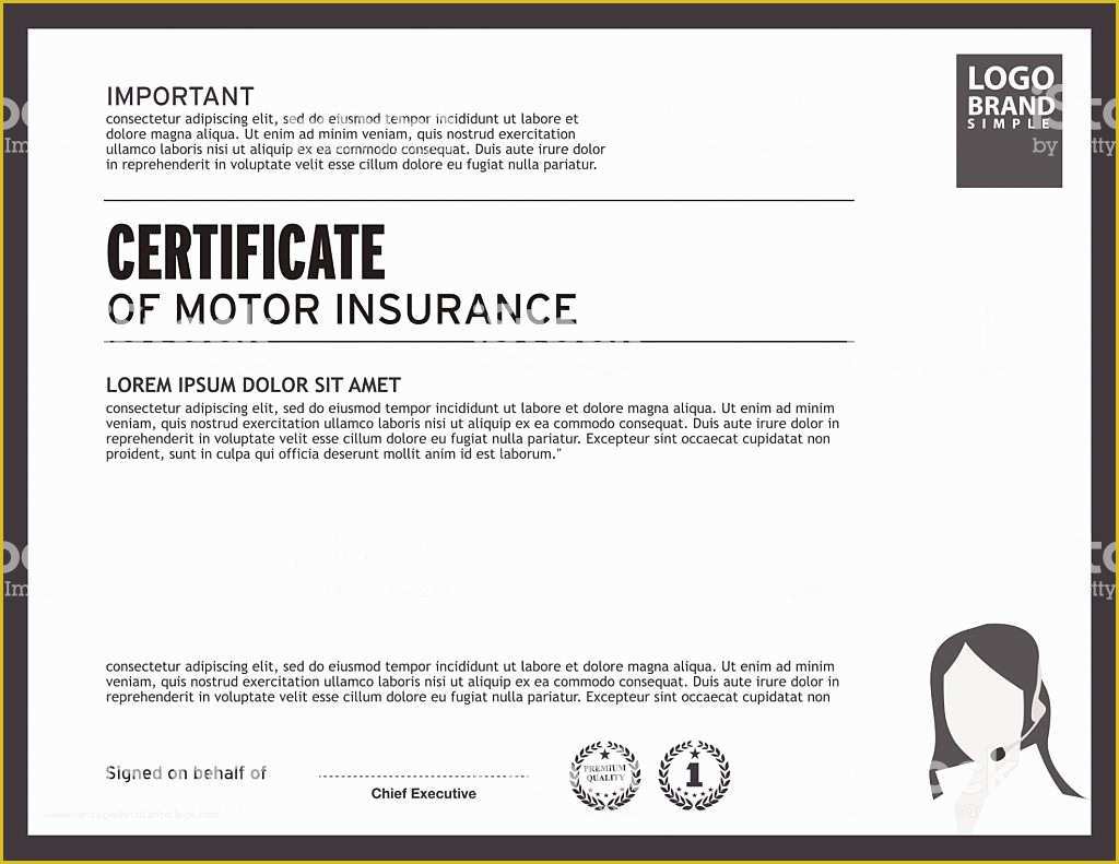 Certificate Of Insurance Template Free Of Template Certificate Motor Insurance with Woman Logo