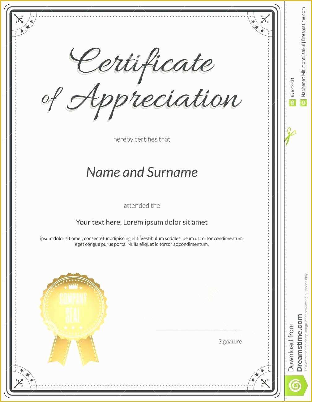 Certificate Of Recognition Template Free Of 18 Appreciation Awards Wording