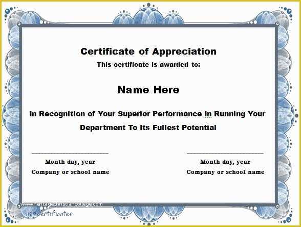 Certificate Of Recognition Template Free Of 31 Free Certificate Of Appreciation Templates and Letters