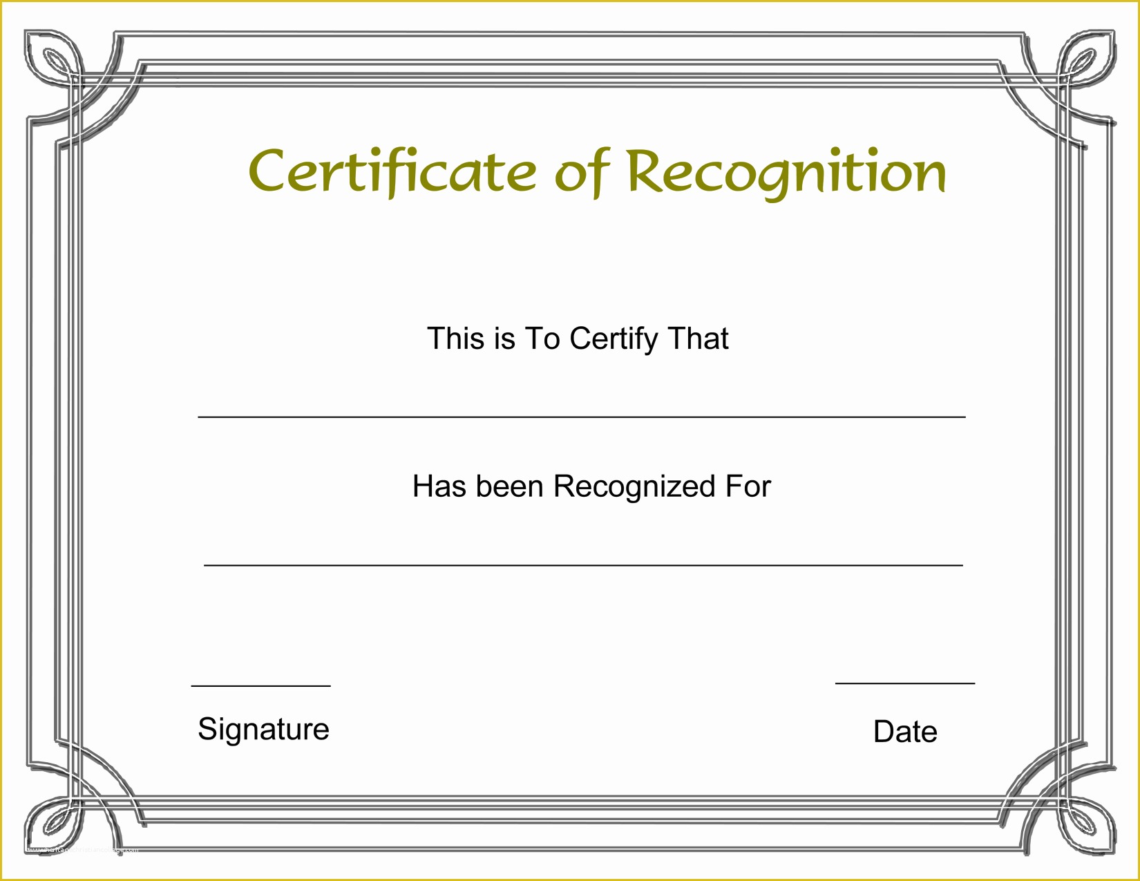Certificate Of Recognition Template Free Of 8 Best Of Recognition Award Certificate Templates